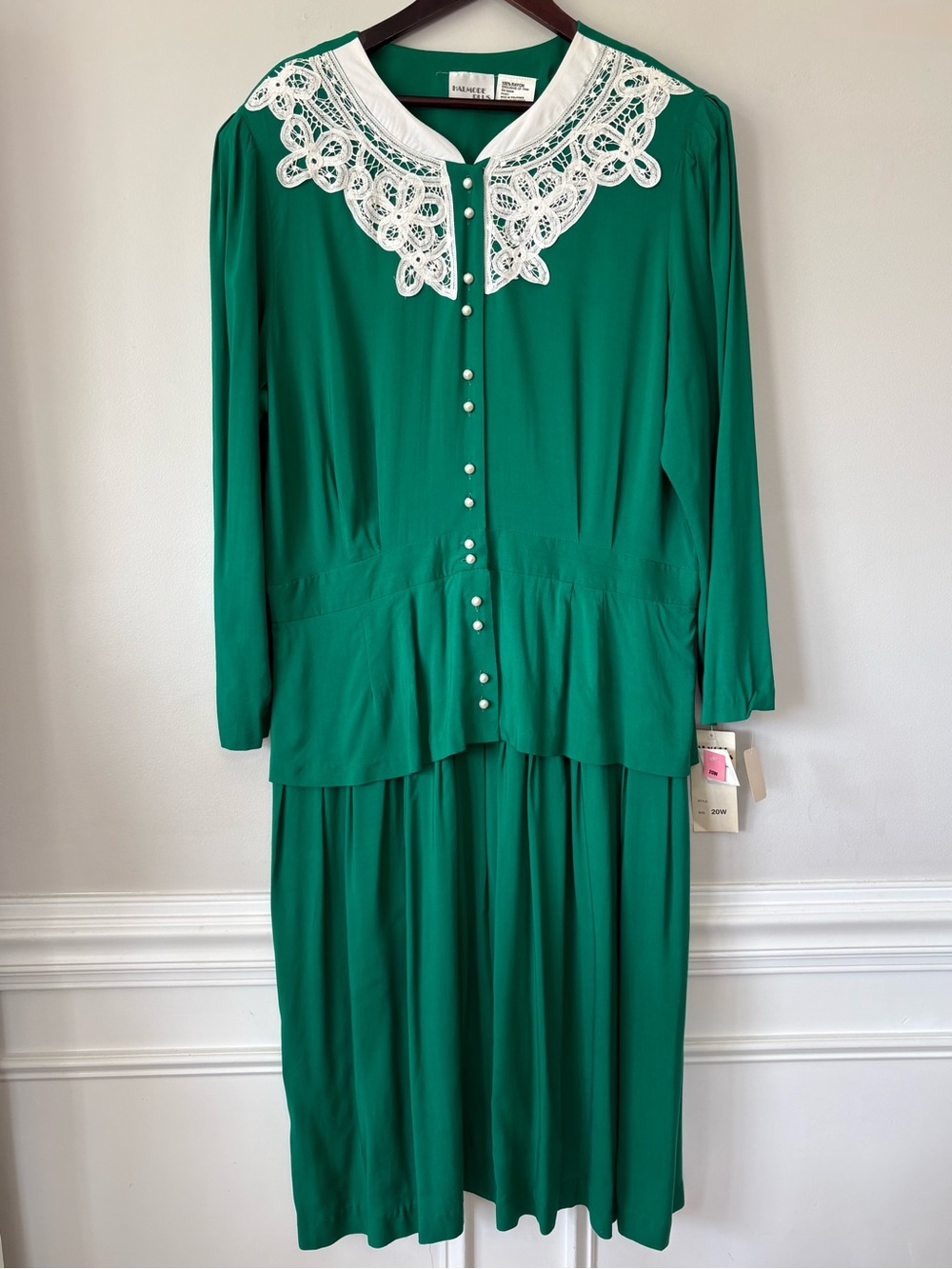 NWT Halmode Plus Drop Waist Dress 20W Emerald Green Victorian Grandmacore 80s